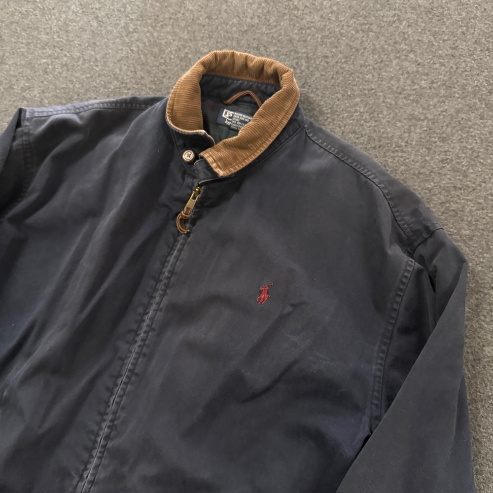 Vintage Polo Ralph Lauren Harrington Jacket Mens Small Navy Good Corduroy Collar - Picture 2 of 7